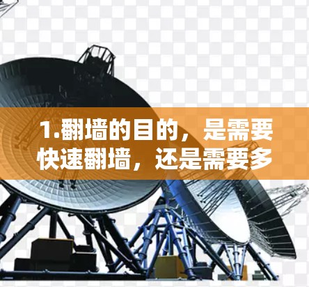 1.翻墙的目的，是需要快速翻墙，还是需要多点翻墙？