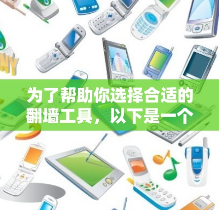 为了帮助你选择合适的翻墙工具，以下是一个分步骤的推荐和评估过程